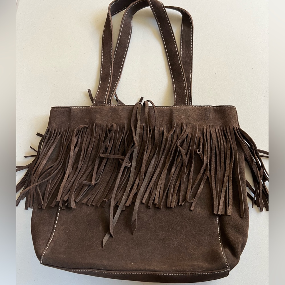 90s no name brown fringe bag